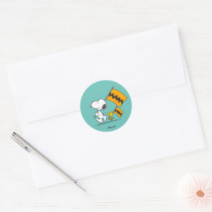Sticker Rond cacahuètes Snoopy & Woodstock