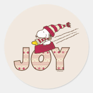 Sticker Rond cacahuètes Snoopy & Woodstock Joy Sled Ride