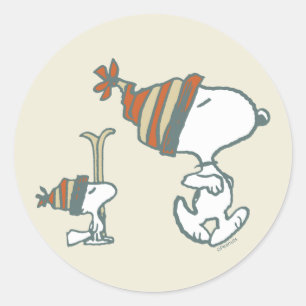 Sticker Rond cacahuètes Snoopy & Woodstock Ski Trip