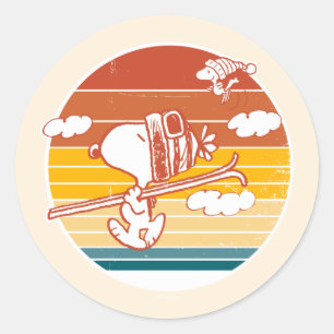 Sticker Rond cacahuètes Snoopy & Woodstock Ski Trip