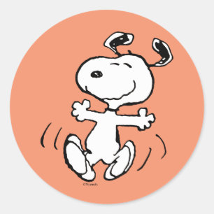 Sticker Rond cacahuètes Une Danse Heureuse Snoopy