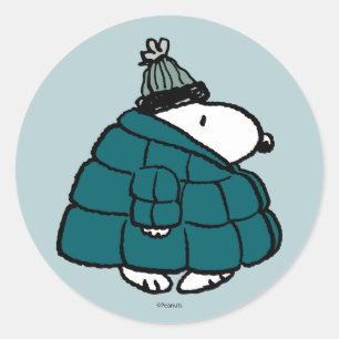Sticker Rond cacahuètes Veste Snoopy Winter Puffer
