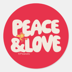 Sticker Rond cacahuètes Woodstock Peace & Love