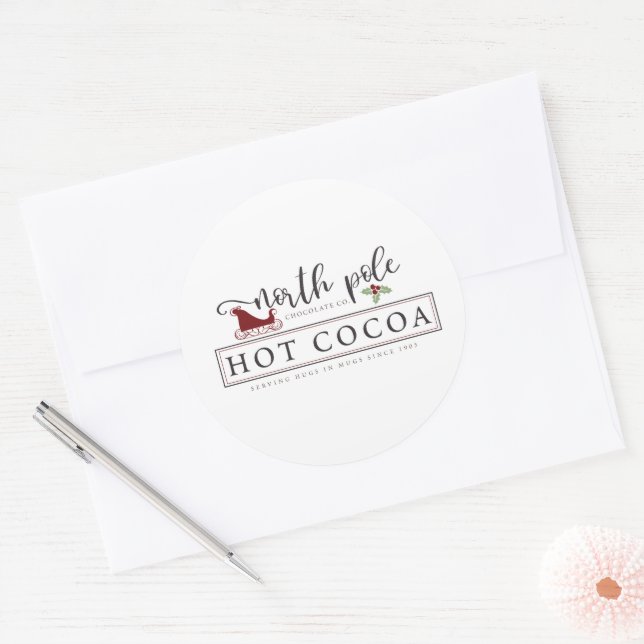 Sticker Rond cacao chaud du Pôle Nord (Enveloppe)