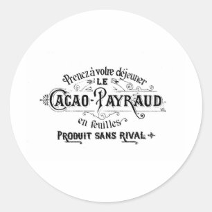 Sticker Rond Cacao français vintage - Publicité Payraud
