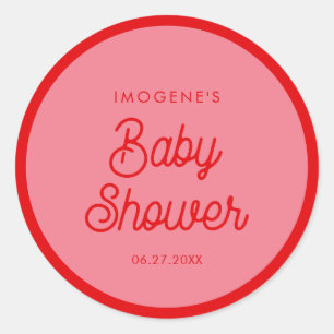 Sticker Rond Cache de l'enveloppe de Baby shower vintage Rose R