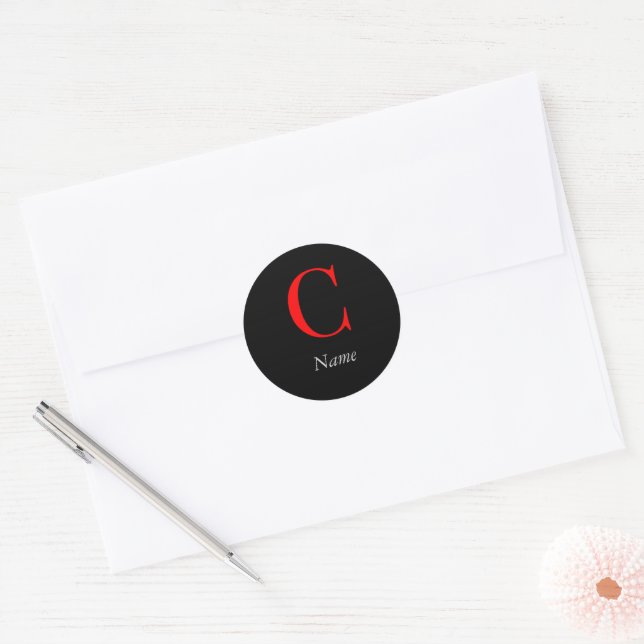 Sticker Rond Cachet de lettre personnalisé avec monogramme flor (Enveloppe)