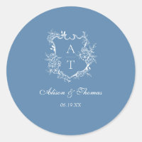 Cachet de mariage à sceau vibrant bleu monogramme