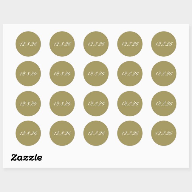 Sticker Rond Cachet d'enveloppe de date de mariage vintage vert (Feuille)