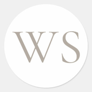 Sticker Rond Cachet d'enveloppe Monogramme Taupe Classique