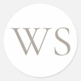 Sticker Rond Cachet d'enveloppe Monogramme Taupe Classique