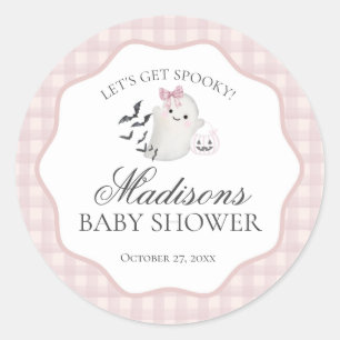 Sticker Rond Cachet pour Baby Shower Bébé Fantôme Little Boo Pa