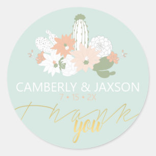 Sticker Rond Cacti Cactus Thème Mariage Merci personnalisable