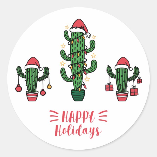 Sticker Rond cactus de Noël (Devant)