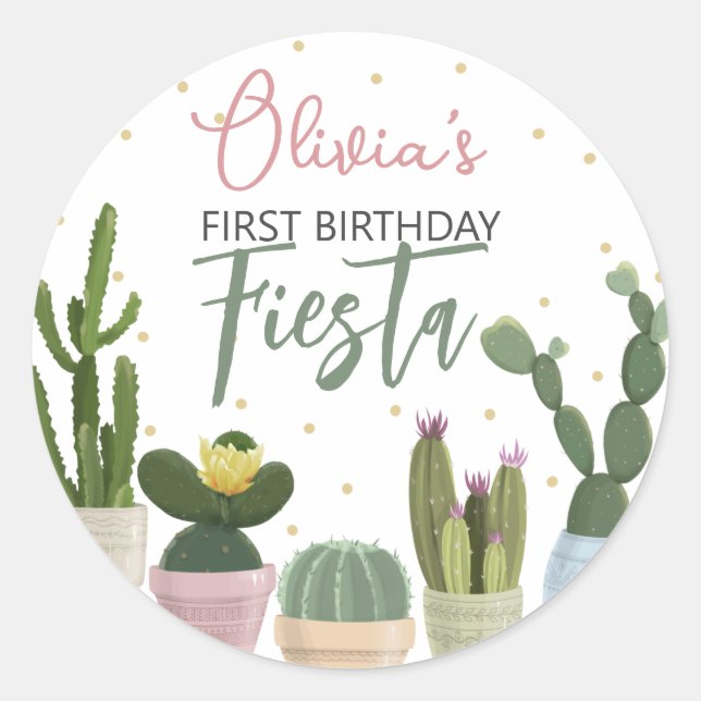 Sticker Rond Cactus Fiesta Premier anniversaire (Devant)