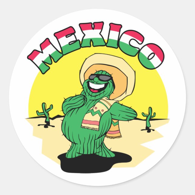 Sticker Rond Cactus mexicain (Devant)