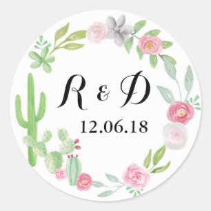 Sticker Rond Cactus mexicains ronds d'autocollants de cactus