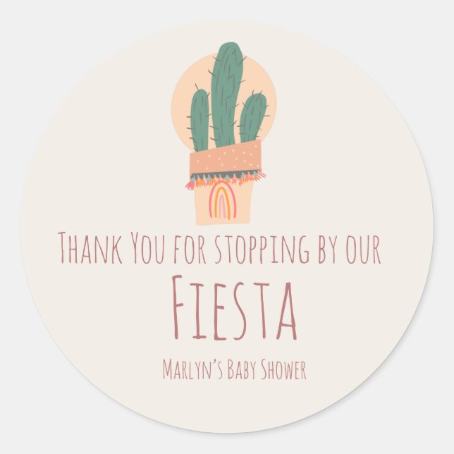 Sticker Rond Cactus moderne en pot Plante arc-en-ciel Mariage B (Devant)