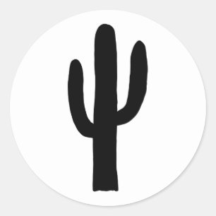 Sticker Rond Cactus noir. Les cactus modernes. Botanique simple