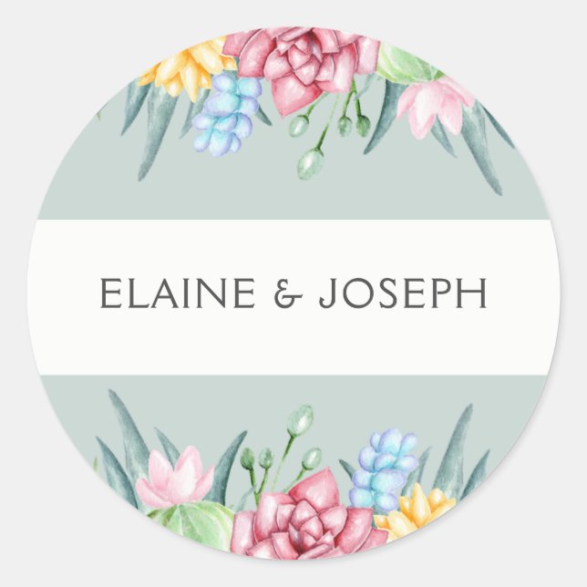 Sticker Rond Cactus rustique Succulent Rose Floral (Devant)