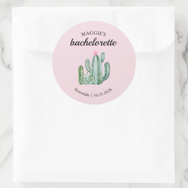Sticker Rond Cactus Succulent Désert Bachelorette Favoriser (Sac)