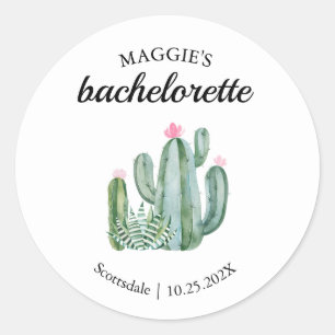 Sticker Rond Cactus Succulent Désert Bachelorette Favoriser