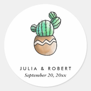 Sticker Rond Cactus Succulent Rustique minimaliste Mariage