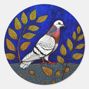Sticker Rond Cadeau amateur de la nature colombophile, animal d