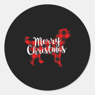 Sticker Rond Cadeau carreau pour maman papa chien Noël Bernedoo