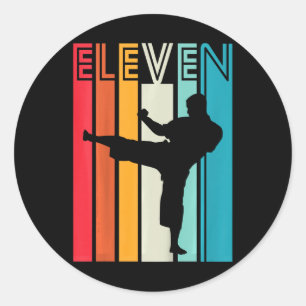 Sticker Rond Cadeau d'anniversaire 11 ans Karaté Taekwondo Rétr