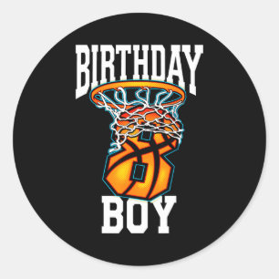 Sticker Rond cadeau d'anniversaire basketball pour enfants de 8