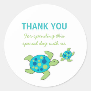 Sticker Rond Cadeau d'anniversaire de baby shower de tortues de