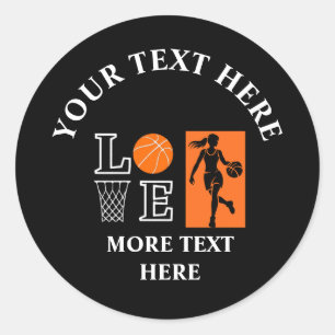 Sticker Rond Cadeau d'anniversaire de basketball, joueuse de ba