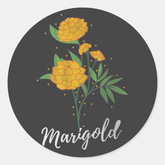 Sticker Rond cadeau d'anniversaire d'octobre marigold fleur vin (Devant)