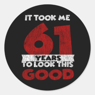 Sticker Rond Cadeau d'anniversaire drôle de 61 ans