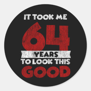 Sticker Rond Cadeau d'anniversaire drôle de 64 ans