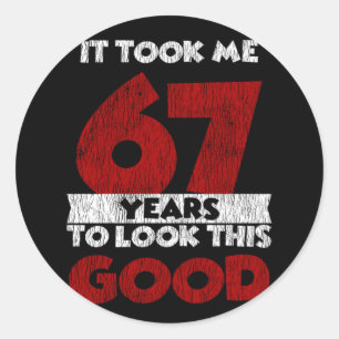 Sticker Rond Cadeau d'anniversaire drôle de 67 ans Vintage