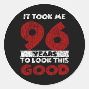 Sticker Rond Cadeau d'anniversaire drôle de 96 ans