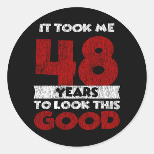 Sticker Rond Cadeau d'anniversaire fun 48 ans vieux de 48 ans