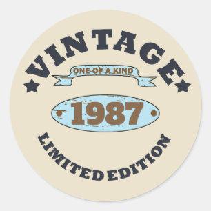 Sticker Rond Cadeau d'anniversaire vintage personnalisé