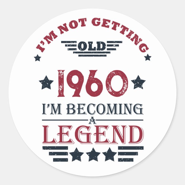 Sticker Rond Cadeau d'anniversaire vintage personnalisé (Devant)