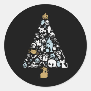 Sticker Rond Cadeau d'arbre de Noël fantôme, Costumes de fant