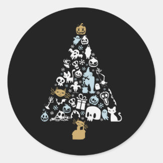 Sticker Rond Cadeau d'arbre de Noël fantôme, Costumes de fantôm