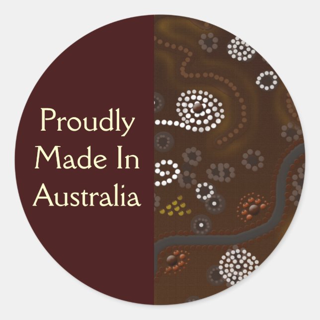 Sticker Rond Cadeau d'art aborigène australien (Devant)
