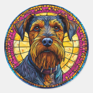 Sticker Rond Cadeau d'art de chien de dessin animé pour amateur