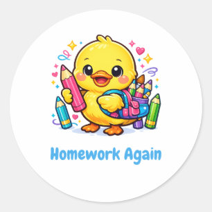 Sticker Rond Cadeau d'autocollant drôle de poussin mignon pour
