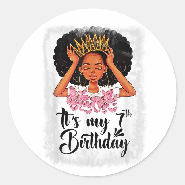 Sticker Rond Cadeau de 7 ans pour filles Adolescent 7e annivers (Devant)
