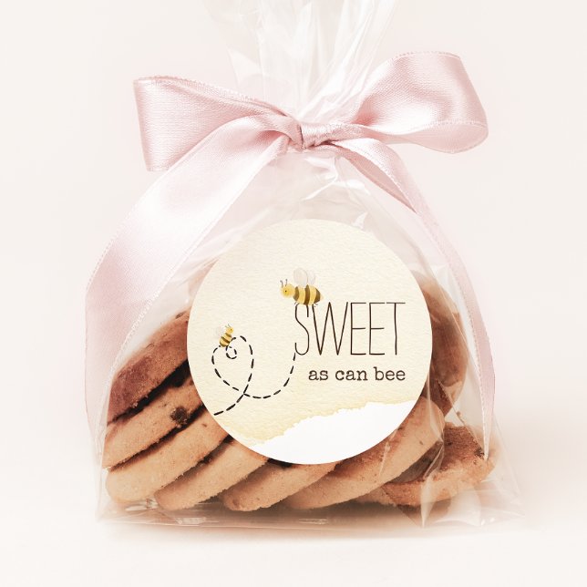 Sticker Rond Cadeau de Baby Shower Aussi Doux Qu'une Abeille (Créateur téléchargé)