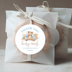 Sticker Rond Cadeau de Baby Shower Beary Much