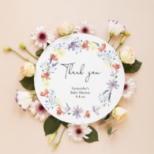 Sticker Rond Cadeau de baby shower fleurs sauvages
